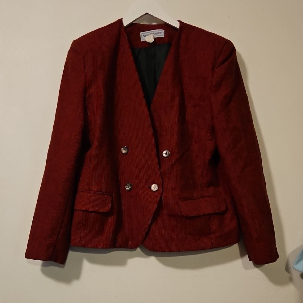 Norton McNaughton Deep Red Double-Breasted Blazer